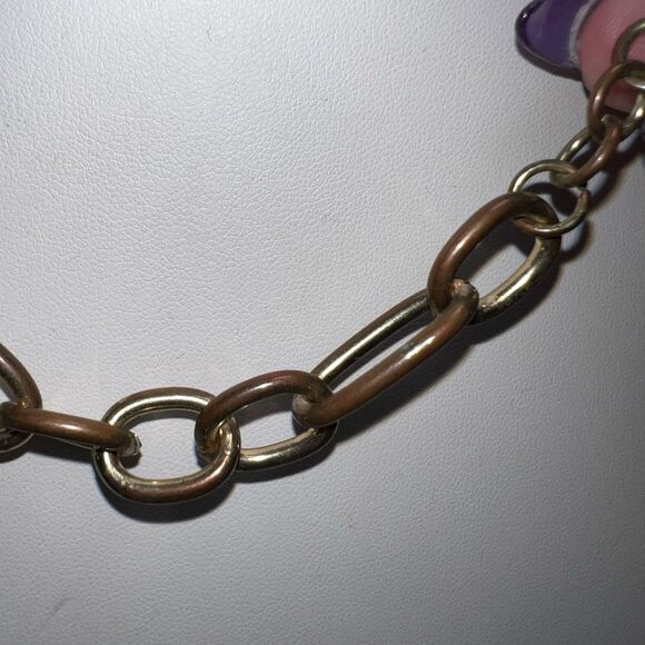 NY Designs Green Stone and Stressed‎ Silver Gold Statement Necklace - Picture 4 of 6